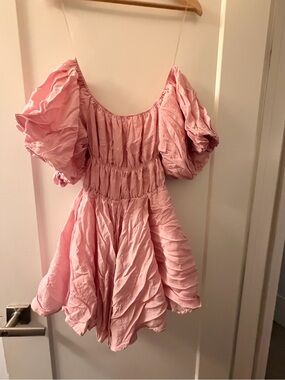 Altar’d state Pink Puff Sleeve Mini Dress